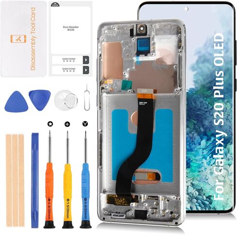S20+ 5G OLED LCD Display (Fingerprint Support)+Cosmic Black Frame 6.67" Not 6.7" for Samsung Galaxy S20 Plus 4G SM-G985/S20+ 5G SM-G986 LCD Screen Replacement Touch Digitizer Assembly Kit in Kuwait