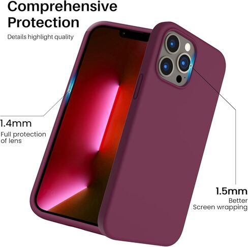 ORNARTO Shockproof Liquid Silicone Designed for iPhone 13 Pro Max Case 6.7", Gel Rubber Comprehensive Protection Anti-Shock Cover Case Drop Protection 6.7inch-Midnight in Kuwait