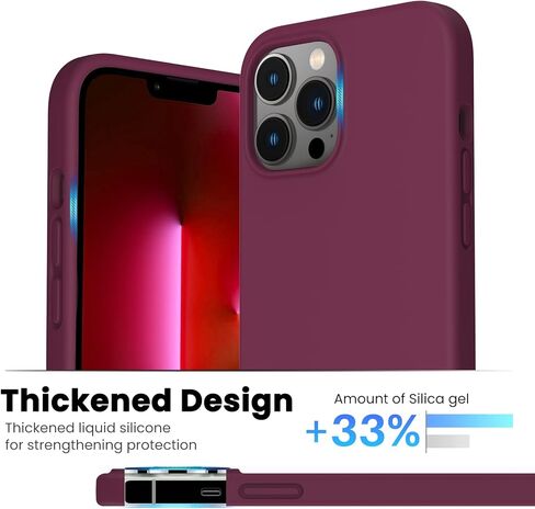 ORNARTO Shockproof Liquid Silicone Designed for iPhone 13 Pro Max Case 6.7", Gel Rubber Comprehensive Protection Anti-Shock Cover Case Drop Protection 6.7inch-Midnight in Kuwait