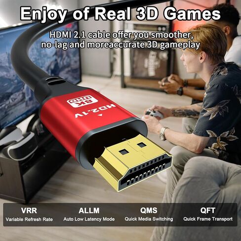 HDMI Cable 1.5ft, 48Gbps 8K@60Hz 4K@120Hz, HDCP 2.2 & 2.3, DTS:X, HDR 10 Compatible with Roku TV/eARC/3D/PS5/HDTV/Laptop/Blu-ray High Speed HDMI Cable(Red) in Saudi Arabia