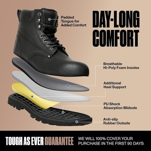 أحذية عمل EVERBOOTS Tank S بمقدمة فولاذية للرجال، تقنية EverFit Comfort، قبضة مضادة للانزلاق وامتصاص الصدمات الفائق، حذاء جلدي شديد التحمل، بناء ملابس عمل صناعية آمنة، أحذية كهربائي in Kuwait