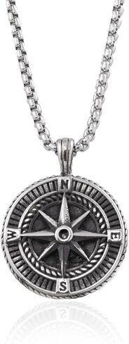 Handmade Long Stainless Steel Necklace For Men With Triangle Pendant - Silver Necklace For Men - Geometric Necklace For Men By Galis Jewelry in Kuwait