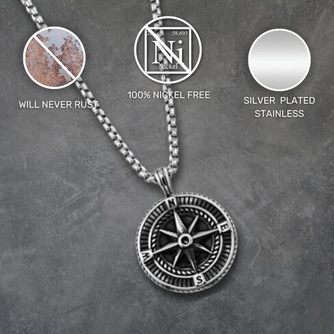 Handmade Long Stainless Steel Necklace For Men With Triangle Pendant - Silver Necklace For Men - Geometric Necklace For Men By Galis Jewelry in Kuwait