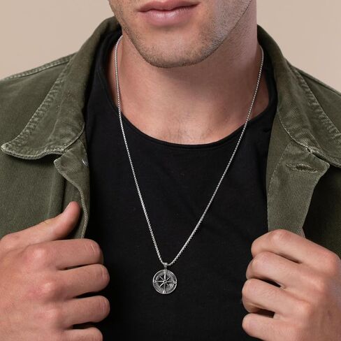 Handmade Long Stainless Steel Necklace For Men With Triangle Pendant - Silver Necklace For Men - Geometric Necklace For Men By Galis Jewelry in Kuwait