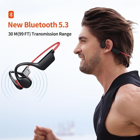 سماعات رأس FEICO Bone Conduction، سماعات أذن لاسلكية مفتوحة الأذن، سماعات تشغيل بلوتوث 5.3 مع ميكروفون - مشغل MP3 مدمج بذاكرة 32 جيجابايت IP68 مقاومة للماء للسباحة والتزلج والدراجة in Saudi Arabia