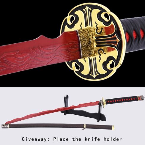 ZiQing Rivers of Blood and Moonveil Sword, Medieval Fantasy Elden Katana Cosplay Metal Sword for Elden Ring Video Game, Collection，Stage Performance (Moonveil-NEW) in Saudi Arabia