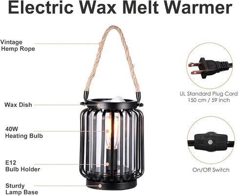 Electric Wax Melting Heater,Edison Bulb Wax Heater,Heater for Scented Wax,Oil Burner for perfumes,Home Decor,Gifts-Twine in Saudi Arabia