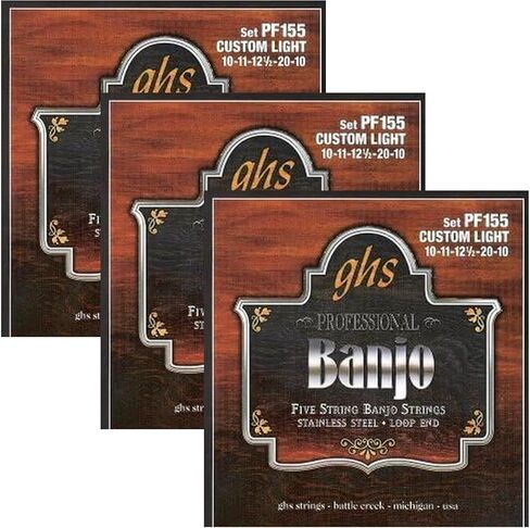 سلاسل GHS PF140-10 PACK - سلسلة J.D. Crowe Signature (استوديو)، أوتار بانجو من الفولاذ المقاوم للصدأ مكونة من 5 سلاسل (.009 1/2-.020) in Kuwait