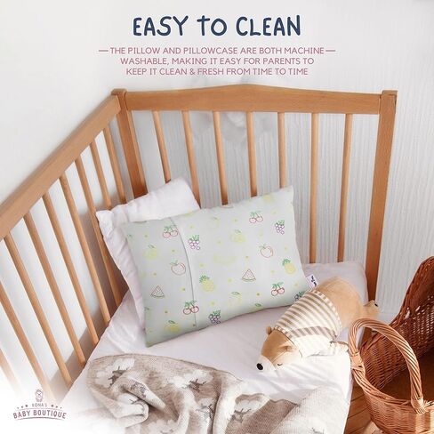 وسادة طفل صغير من Kona's Baby Boutique مع غطاء وسادة من الخيزران الناعم باللون الوردي - وسادة مثالية للأطفال الصغار مقاس 13 × 18 بوصة - وسائد للأطفال الصغار للنوم بعمر عامين، وسادة سرير قابلة للتنفس، وسادة أطفال in Kuwait