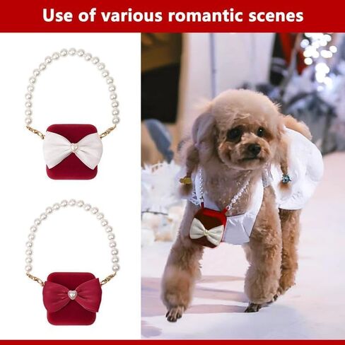 La La Pet®Detachable Pet Wedding Collar with Ring Bearer Box Dog Pet Wedding Collar with Ring Box Couple Ring Storage Box for Proposal Engagement Wedding Party White XL in Kuwait