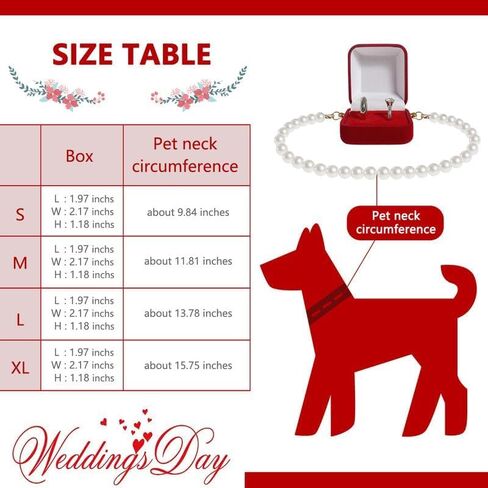 La La Pet®Detachable Pet Wedding Collar with Ring Bearer Box Dog Pet Wedding Collar with Ring Box Couple Ring Storage Box for Proposal Engagement Wedding Party White XL in Kuwait