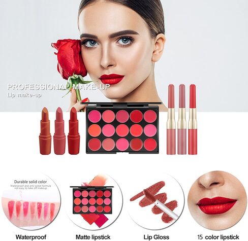 MISS ROSE M All In One Makeup Kit, Kit for Women Full Kit,Multipurpose Women's Sets,Beginners and Professionals Alike,Easy to Carry(Pink） in Saudi Arabia