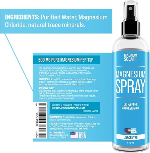 Magnesium Spray - Big 16 oz USP Grade Pure Magnesium Oil Spray - Made in USA Since 2008 in Saudi Arabia