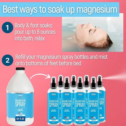 Magnesium Spray - Big 16 oz USP Grade Pure Magnesium Oil Spray - Made in USA Since 2008 in Saudi Arabia
