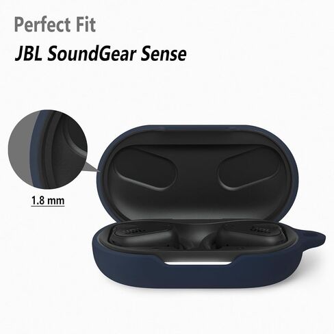 Geiomoo Silicone Case for JBL SoundGear Sense, Protective Cover with Carabiner (Black) in Kuwait