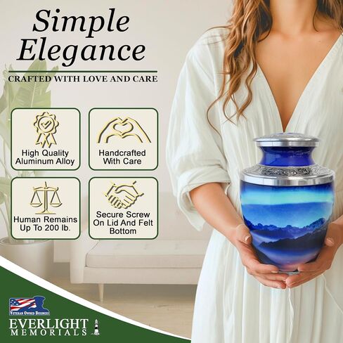 Cremation Urns for Human Ashes - Cherry Blossoms Large Decorative Urn for Adult Men & Women - Burial Urns for Adult Human Ashes in Saudi Arabia