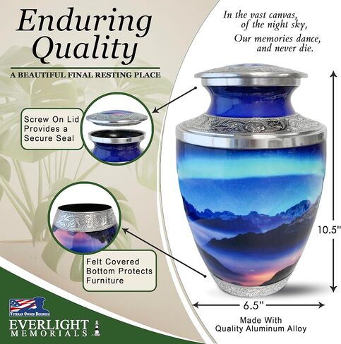 Cremation Urns for Human Ashes - Cherry Blossoms Large Decorative Urn for Adult Men & Women - Burial Urns for Adult Human Ashes in Saudi Arabia