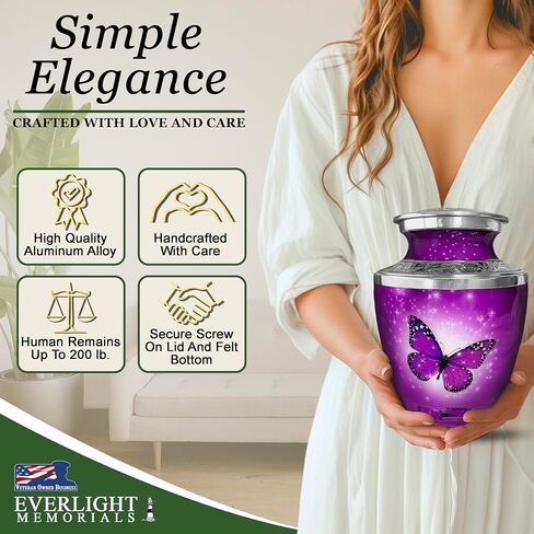 Cremation Urns for Human Ashes - Cherry Blossoms Large Decorative Urn for Adult Men & Women - Burial Urns for Adult Human Ashes in Saudi Arabia