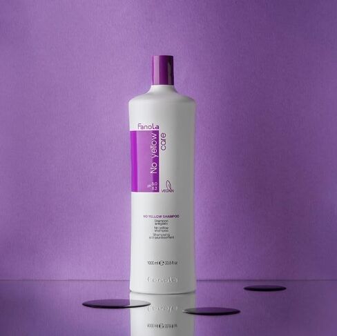 Fanola No Yellow Shampoo 11.8 oz - Color Depositing Purple Shampoo for Blonde, Silver, Gray, and Highlighted Hair - Anti Brass Shampoo Toner to Remove Yellow Tones & Brassiness from Bleached Hair in Kuwait