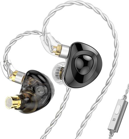 FEDAI TRN MT4 1DD HiFi Earphone Headphone, TRN MT4 in-Ear Earbud with New 10mm Composite Magnetic Dynamic Driver Over Ear Headset with Detachable C Pin 0.75MM Cable(No mic,Silvery) in Saudi Arabia