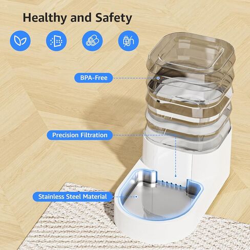 Gravity 4.5L Dog and Cat Water Bowl Dispenser, Automatic Stainless Steel Dog Water Bowl, 100% BPA-Free, Self-Filling Large Capacity Pet Water Feeder for Dogs and Cats in Saudi Arabia