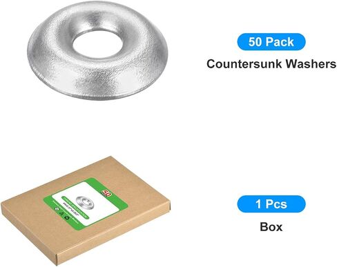 uxcell 50 Pcs Countersunk Washers, 4 Stainless Steel Countersunk Finish Washers Screw Gaskets for Mechanical Accessories Parts, Silver in Saudi Arabia