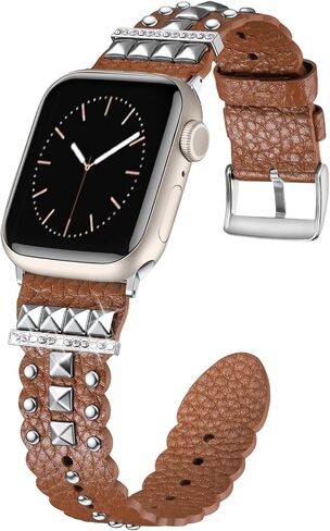 أحزمة جلدية متوافقة مع سوار ساعة Apple 38 مم 40 مم 41 مم 42 مم 44 مم 45 مم 49 مم للنساء والرجال، حزام بديل من الجلد الأصلي المحبب لسلسلة iWatch Apple Watch Series 9 8 7 6 5 4 3 SE Ultra in Kuwait