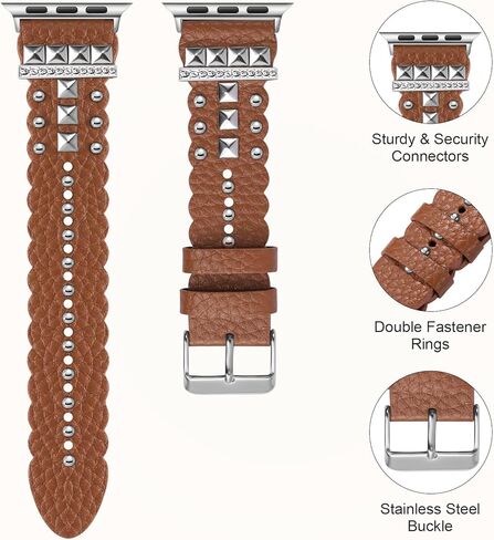 أحزمة جلدية متوافقة مع سوار ساعة Apple 38 مم 40 مم 41 مم 42 مم 44 مم 45 مم 49 مم للنساء والرجال، حزام بديل من الجلد الأصلي المحبب لسلسلة iWatch Apple Watch Series 9 8 7 6 5 4 3 SE Ultra in Kuwait