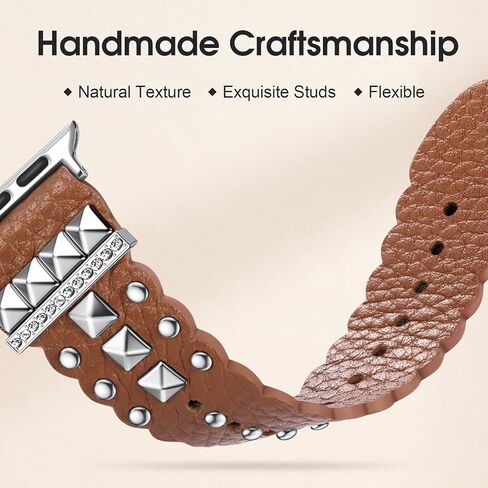 أحزمة جلدية متوافقة مع سوار ساعة Apple 38 مم 40 مم 41 مم 42 مم 44 مم 45 مم 49 مم للنساء والرجال، حزام بديل من الجلد الأصلي المحبب لسلسلة iWatch Apple Watch Series 9 8 7 6 5 4 3 SE Ultra in Kuwait