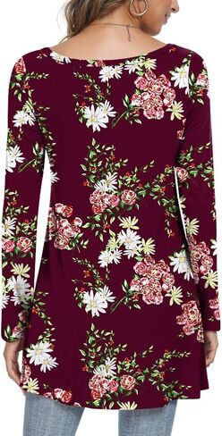 POPYOUNG Women's Fall Long Sleeve Tunic Tops for Leggings Crewneck Casual Blouse T-Shirt in Kuwait