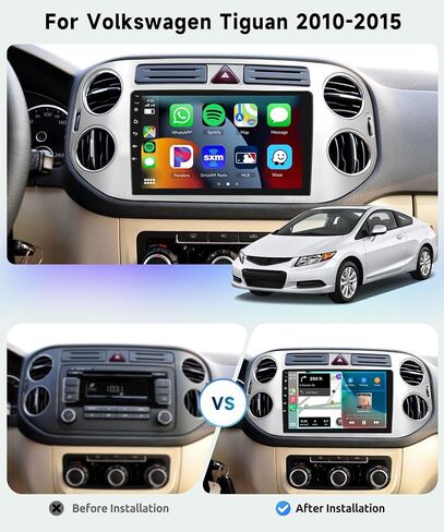 for Volkswagen Tiguan 2010 2011 2012 2013 2014 2015 Android Car Stereo 2+32G Support Wireless Carplay&Android Auto with 9 inch Touchscreen GPS Navigation Bluetooth USB WiFi FM/RDS Radio Backup Camera in Saudi Arabia