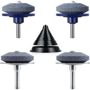 Blade Sharpener Lawn Mower Double Layer Corundum, Blade Sharpener Lawn Mower Compatible with Any Power Drill Hand Drill Universal Wear Resistant Mower Blade Sharpener 4 Pack