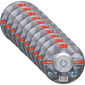 Cubitron II Silver Grinding Wheel, Depressed Center – Quick Change for Right Angle Grinder – 4.5" diam. x 1/4" Thick x 5/8-11" Thread – Type 27 – 87397 – Pack of 10