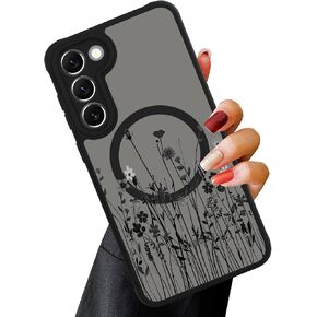 OOK Magnetic for Samsung Galaxy S24 Ultra Case [12FT Military Grade Drop Tested] [Compatible with MagSafe] Protective Full Body Protection Phone Case for S24 Ultra Case, Black Wild Flower