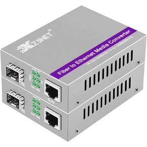 A Pair of Gigabit SC to RJ45 Converter, Single-Mode Fiber to Ethernet Media Converter (Built-in Module, 1310nm, 20km), Plug & Play, 10/100/1000 BASE-T Compatible, Auto-Negotiation, Jumbo Frame