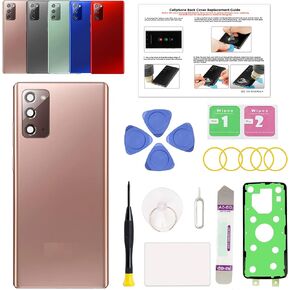 متوافق مع غطاء خلفي بديل لهاتف Galaxy Note 20 5G، وباب زجاجي خلفي لهاتف Note 20 5G SM-N981 مع عدسة كاميرا مثبتة مسبقًا وأدوات إصلاح وتعليمات، رمادي غامض