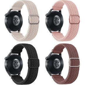 AnRui 20mm Braided Nylon Watch Band Quick Release Elastic Band Compatible with Samsung Galaxy Watch 6/5/4/3 40mm 44mm 43mm 47mm 42mm 46mm/Active 2 Smart Watchband, 4 Pack