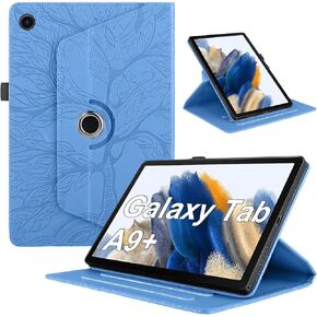 Rotating Case for Samsung Galaxy Tab A9 Plus 2023 PU Leather Cover Lightweight Flip Stand Shell with Pen Holder for Galaxy Tab A9+ 11 inch 2023 Release-Purple
