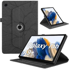 Rotating Case for Samsung Galaxy Tab A9 Plus 2023 PU Leather Cover Lightweight Flip Stand Shell with Pen Holder for Galaxy Tab A9+ 11 inch 2023 Release-Purple