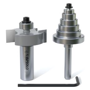 Professional Rabbet Router Bit Set 1/2 Shank 1pcs with 6 Interchangeable and Adjustable Bearings for Multi Depths Cutter 1/8", 1/4", 5/16", 3/8", 7/16", 1/2", for Woodworking