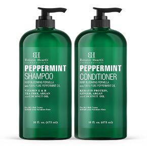 BOTANIC HEARTH Peppermint Oil Shampoo and Conditioner Set - Hair Blooming Formula with Keratin for Thinning Hair - Fights Hair Loss, Promotes Hair Growth-Sulfate Free for Men and Women - 16 fl oz x 2