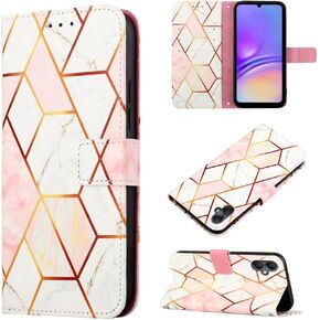 Samsung Galaxy A05 Case,Marble Pattern PU Leather Wallet Case Flip Folio Cover with Card Holder Phone Holster for Women for Samsung Galaxy A05 (Not fit A05S),YBDLS Pink Purple