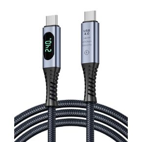 SOOPII USB4 Cable with LED Display,Supports 8K Video,Max 20Gbps Data Transfer,200W USB C to USB C Charging Cable,Compatible with lPhone 15,MacBook,Thunderbolt 3,Monitor,Docking Stations(6.6ft)