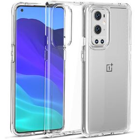 Clear Protective Case for Oneplus 9 Case Shockproof [Hard PC Back+Soft TPU Bumper] [Anti-Yellowing] [Support Wireless Charging] Protective Phone Case Cover for Oneplus 9, Transparent Clear