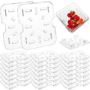 Tongnian 24 Pcs Plastic Drain Shelf for 1/3 Size Food Pan Clear Plastic Grate Acrylic Food Drain Trays for Food Fruit Vegetables Kitchen Restaurant Hotel