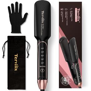 Terviiix AKT-Ceramic Flat Iron Hair Straightener, ARC Non-Snagging Plate Design, 1-3/4 Inch Wide Straightening Irons for Thick Hair & Black Woman Hair & Curly Hair, Plancha De Cabello Professional