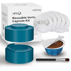 Nessus 200 PCS Original Aluminum Foil Lids from Vertuo Reusable Pods Kit, [ALSeal EZ FIT] for Nespresso Refillable Pods, Compatible with Nespresso Vertuoline Machine(Foil Seals Only)