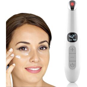 Eye Lift Wand, 3 in 1 Vibrating Red Light 98°F to 113°F LCD Display Eye Massager for Dry Eyes, Dark Circles and Puffiness, Vowleike Electrical Face, Neck Sculpting Pen for Fine Lines and Wrinkles