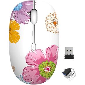 Cute Wireless Mouse, 2.4G Mute Office Business Computer Mouse with USB Receiver 1200DPI Optical Mice for Laptop,Notebook,PC,Computer (Bear)