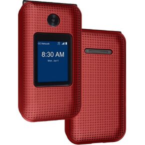 Case for Consumer Cellular Link II, Nakedcellphone [Grid Texture] Slim Hard Shell Protector Cover for Link 2 Flip Phone (Z2335CC) - Black